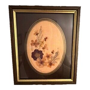 Vintage Irish Flora Original Pressed Flower Art Small Framed Botanical Decor